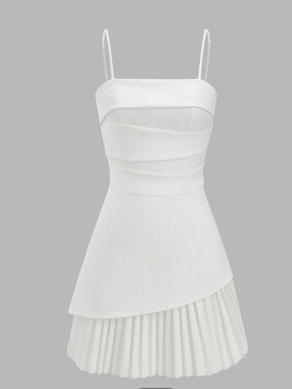 Commense Pleated Hem Asymmetrical Cami Mini Dress
